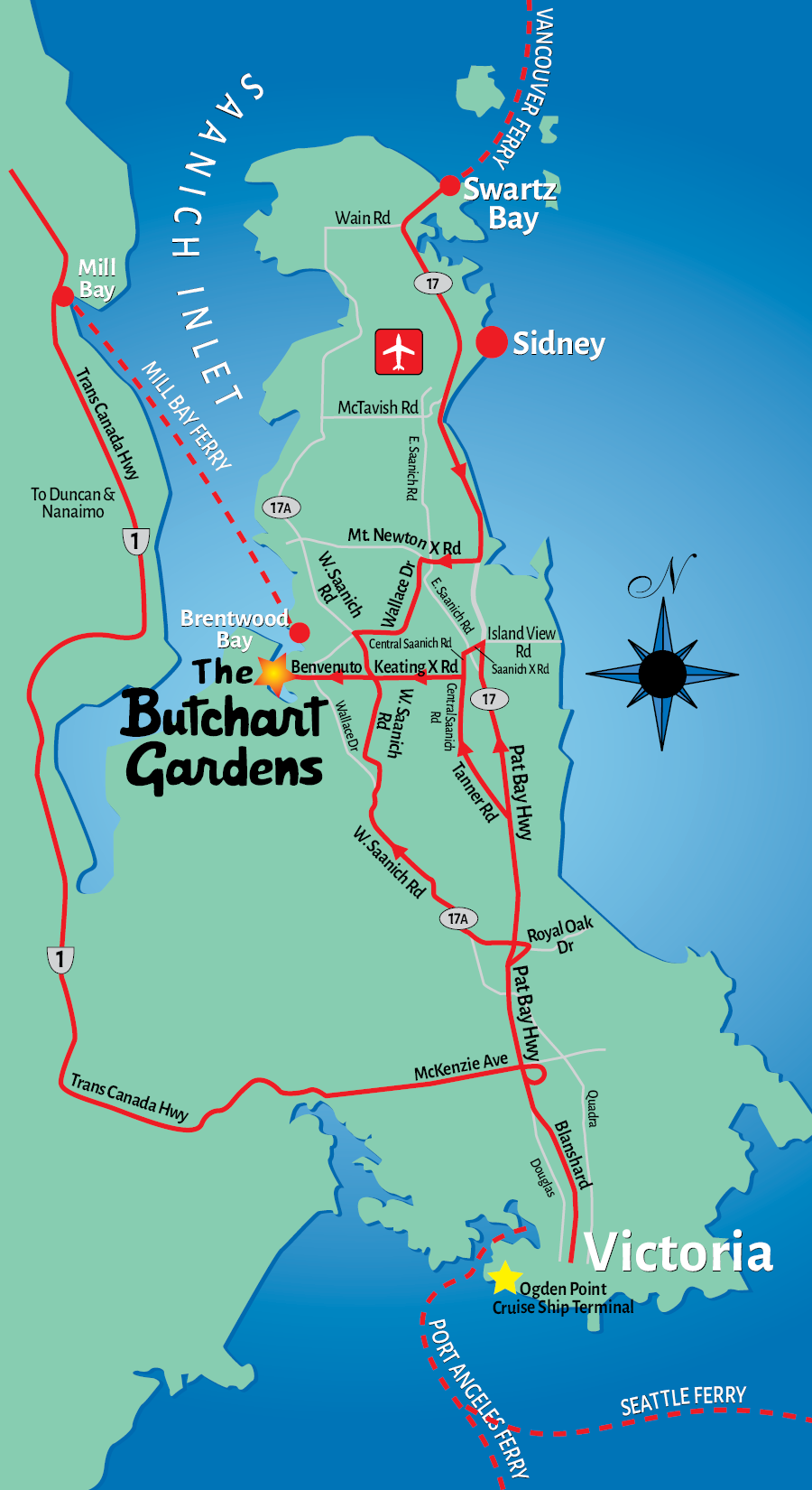 How to get to The Butchart Gardens